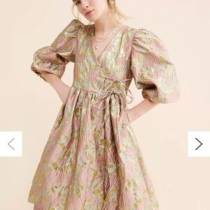 Sister Jane Pink and Green Ruffled Tiered Midi Dress